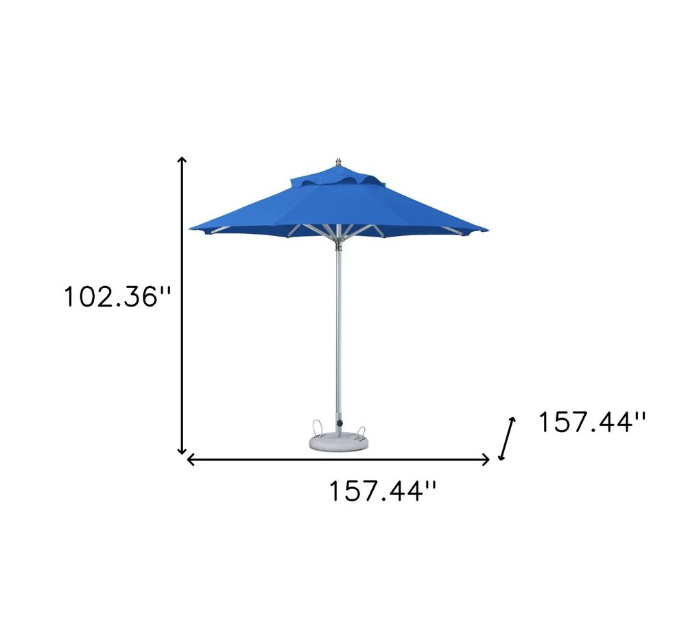 13' Blue Polyester Round Tilt Cantilever Patio Umbrella with Stand