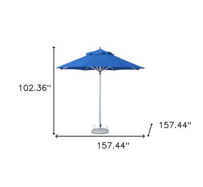 13' Blue Polyester Round Tilt Cantilever Patio Umbrella with Stand