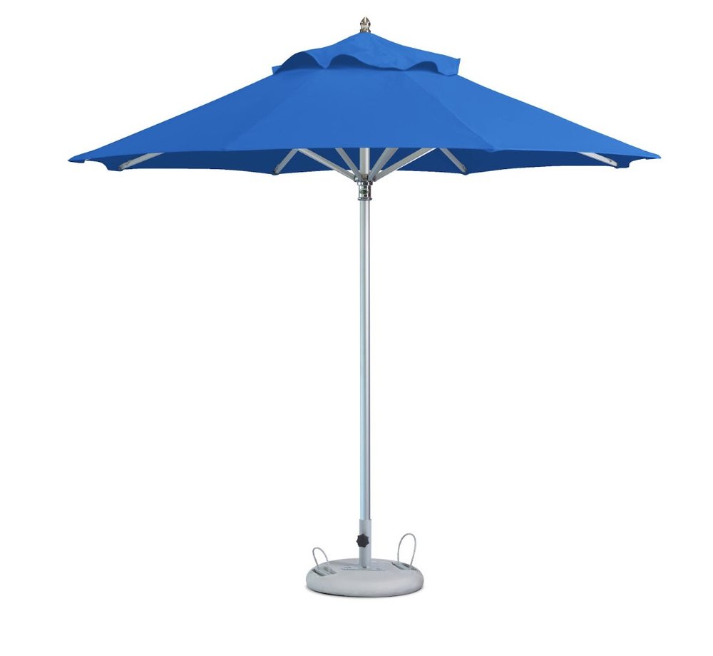 13' Blue Polyester Round Tilt Cantilever Patio Umbrella with Stand