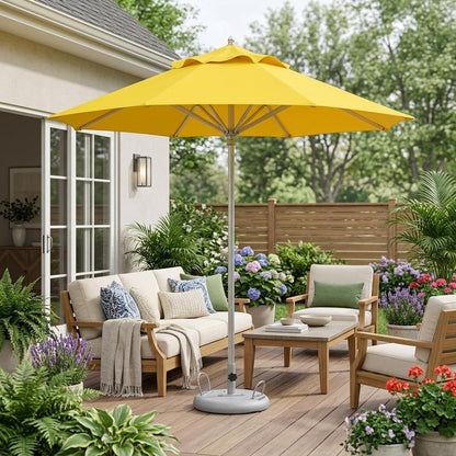 102" Yellow Polyester Round Market Patio Umbrella