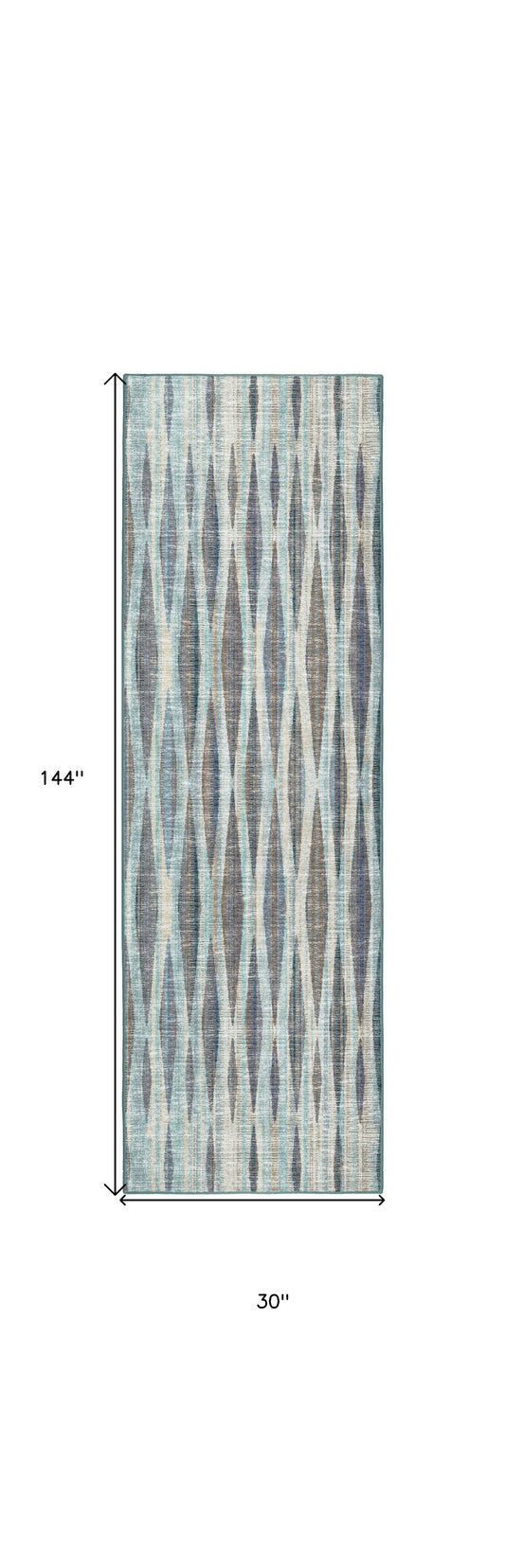 12' Blue and Ivory Ombre Hand Tufted Runner Rug