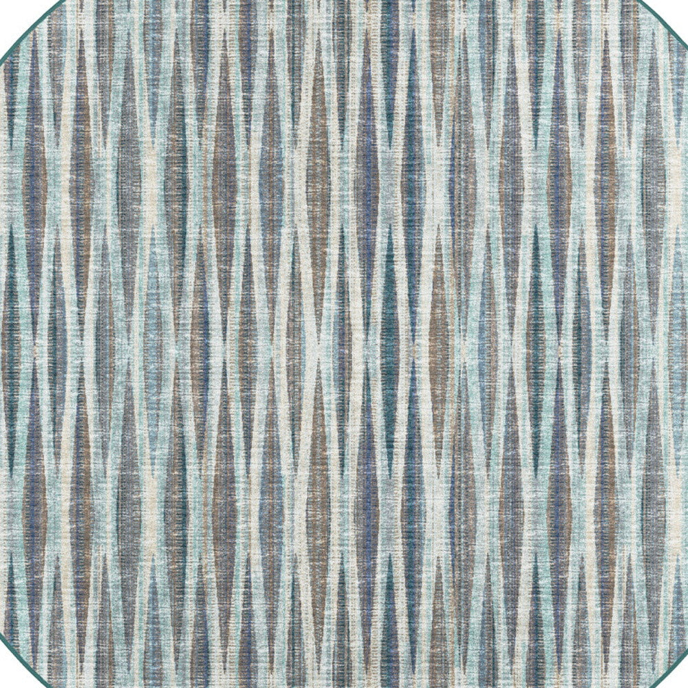 6' Blue Round Ombre Tufted Handmade Area Rug