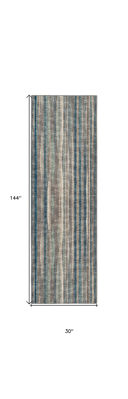 12' Brown and Beige Ombre Hand Tufted Runner Rug