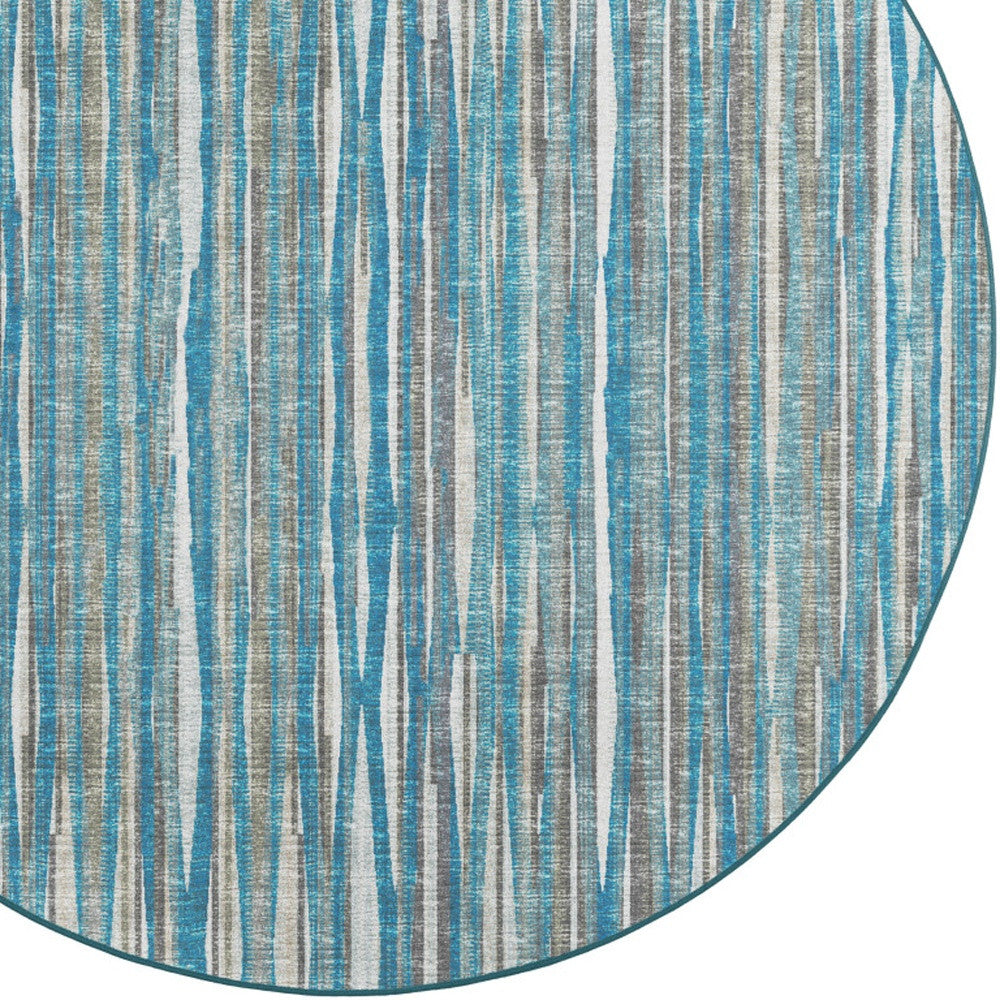 6' Blue Round Ombre Tufted Handmade Area Rug