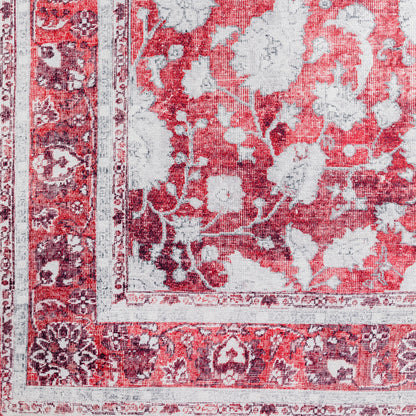 9' X 13' Red Oriental Distressed Non Skid Area Rug