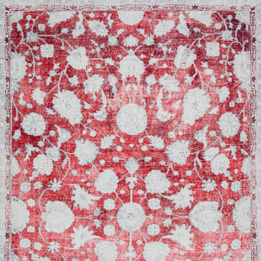 9' X 13' Red Oriental Distressed Non Skid Area Rug