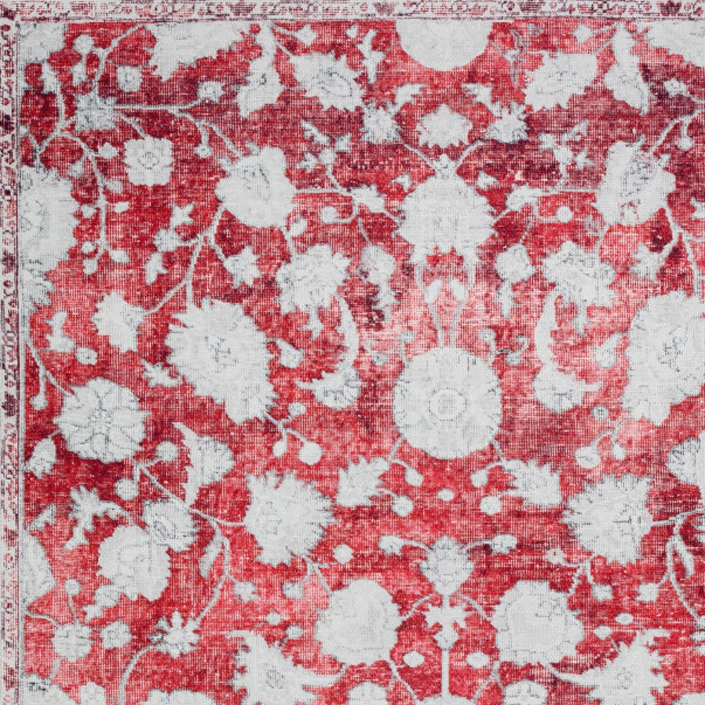 9' X 13' Red Oriental Distressed Non Skid Area Rug