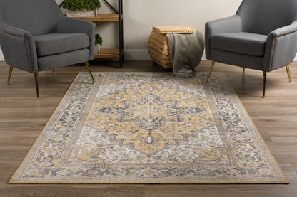 9' X 13' Gold Oriental Distressed Non Skid Area Rug