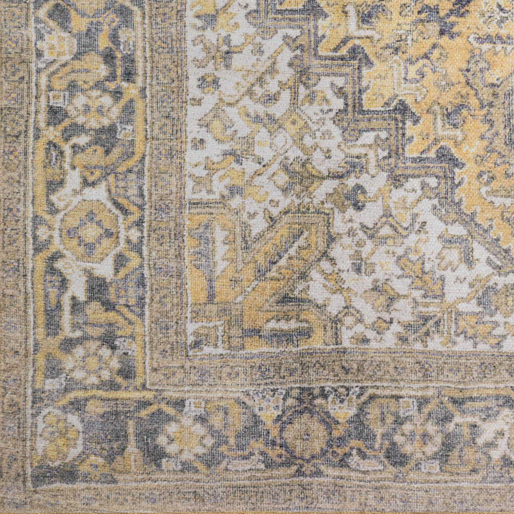 9' X 13' Gold Oriental Distressed Non Skid Area Rug