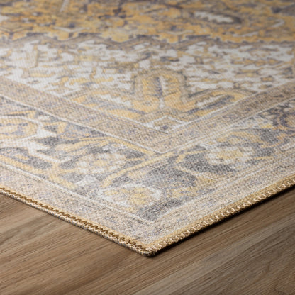 9' X 13' Gold Oriental Distressed Non Skid Area Rug