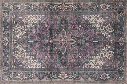 2' X 3' Purple Oriental Distressed Non Skid Area Rug