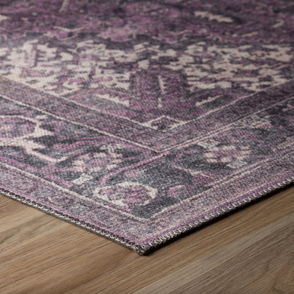 2' X 3' Purple Oriental Distressed Non Skid Area Rug