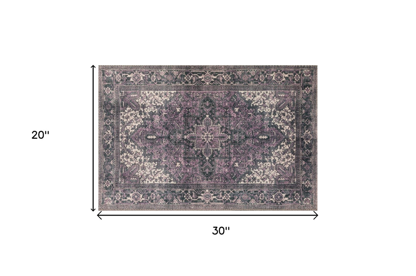 2' X 3' Purple Oriental Distressed Non Skid Area Rug