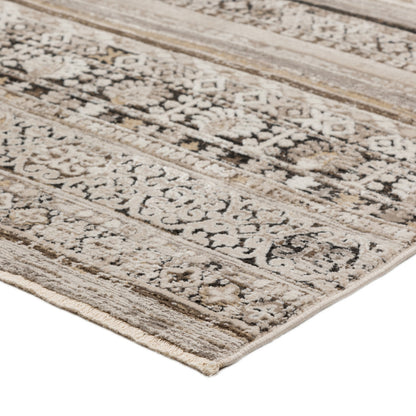 5' X 8' Brown Oriental Area Rug With Fringe