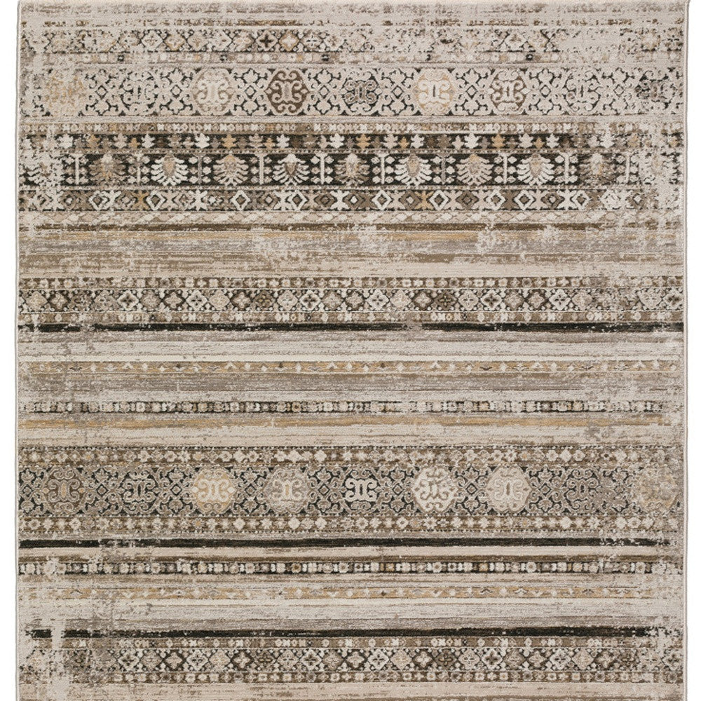 5' X 8' Brown Oriental Area Rug With Fringe