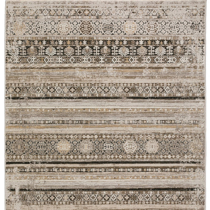 5' X 8' Brown Oriental Area Rug With Fringe