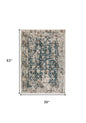 3' X 5' Blue Oriental Area Rug With Fringe