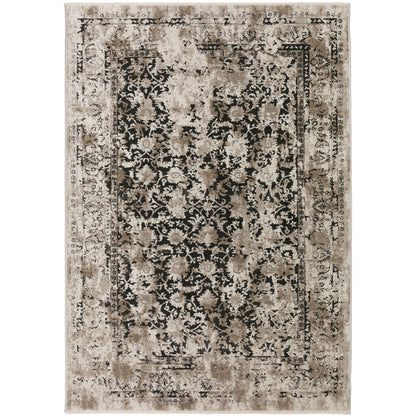 3' X 5' Black Oriental Area Rug With Fringe