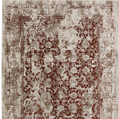 5' X 8' Red Oriental Area Rug With Fringe