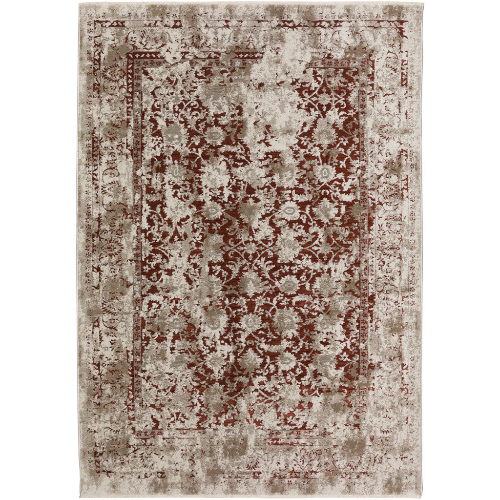 5' X 8' Red Oriental Area Rug With Fringe