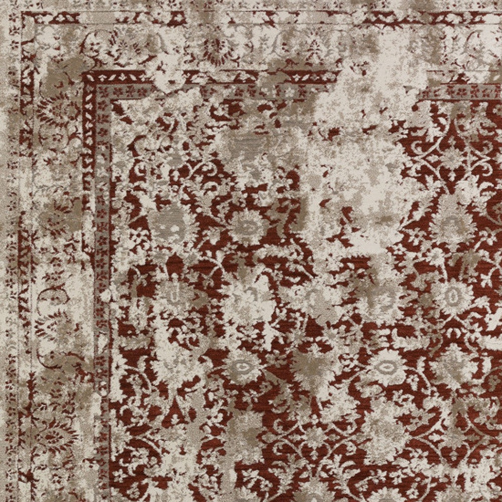 8' X 10' Red Oriental Area Rug With Fringe