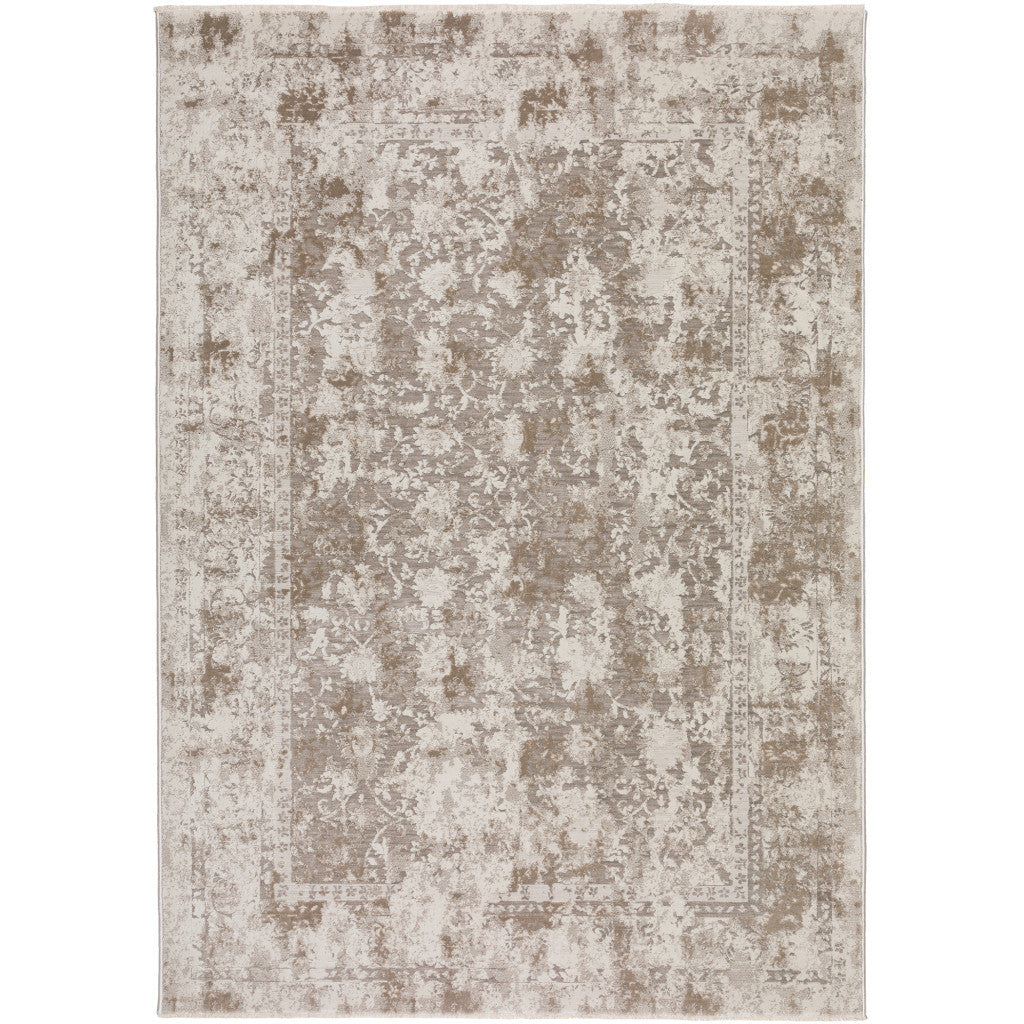 5' X 8' Brown Oriental Area Rug With Fringe