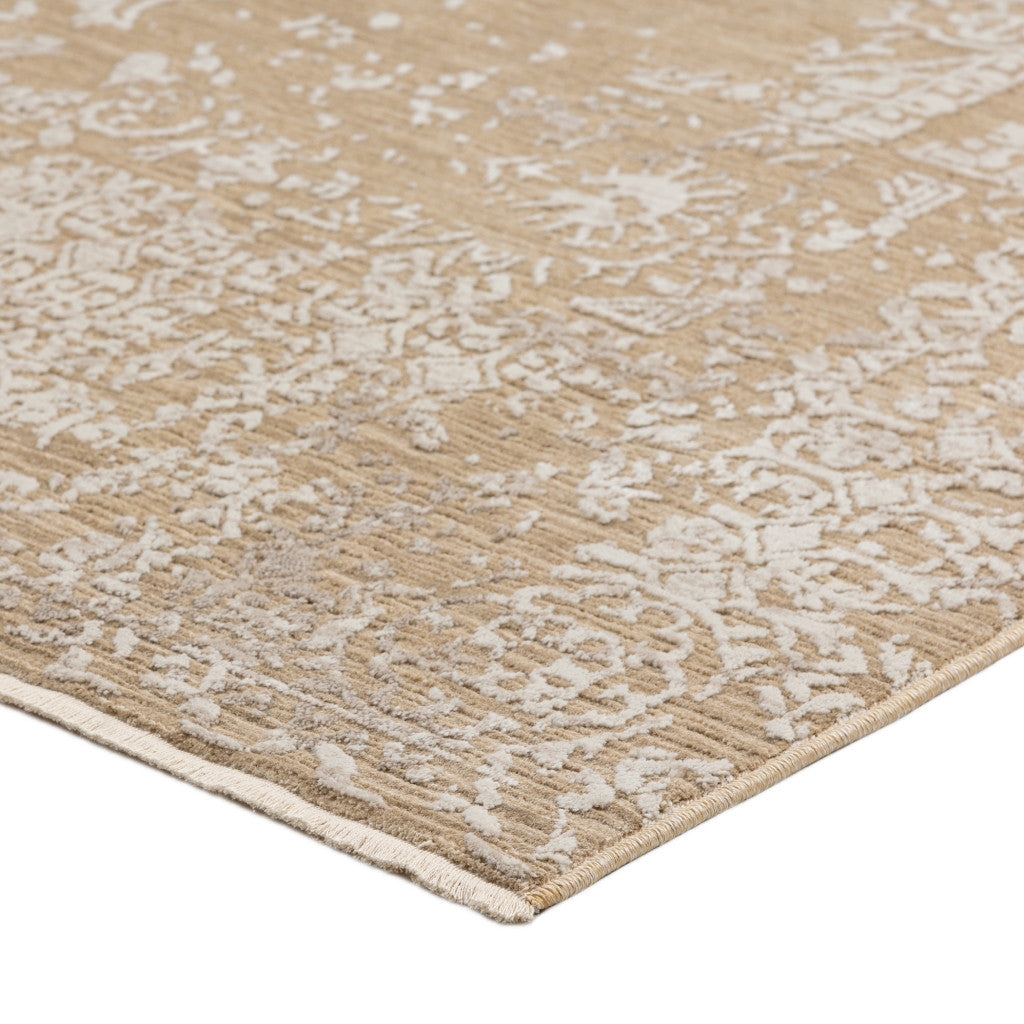 5' X 8' Beige Oriental Area Rug With Fringe