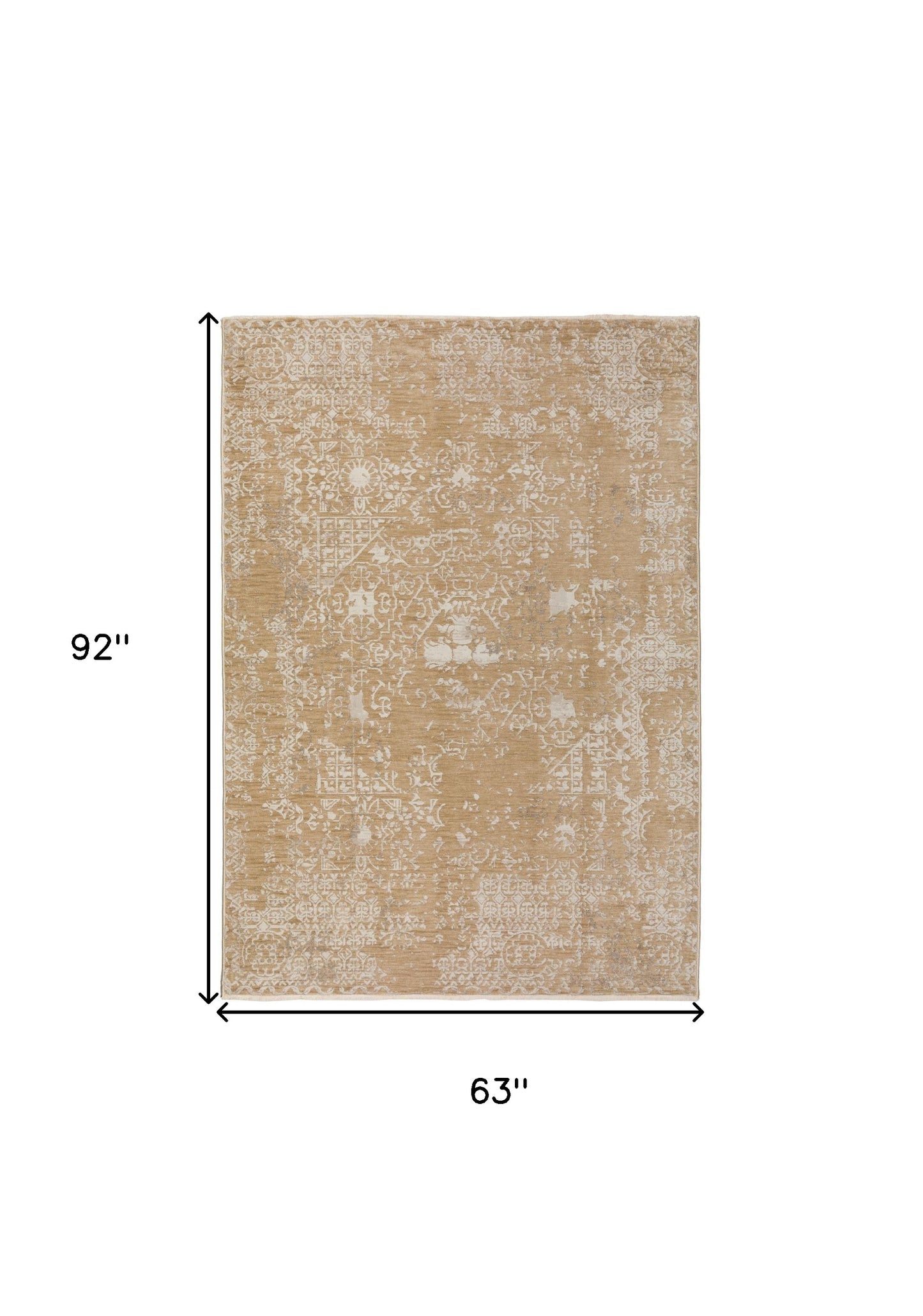 5' X 8' Beige Oriental Area Rug With Fringe