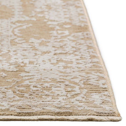 5' X 8' Beige Oriental Area Rug With Fringe