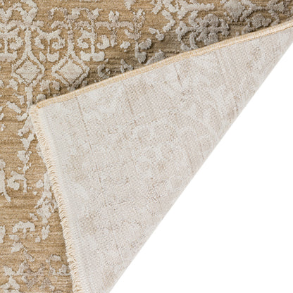 9' X 13' Beige Oriental Area Rug With Fringe