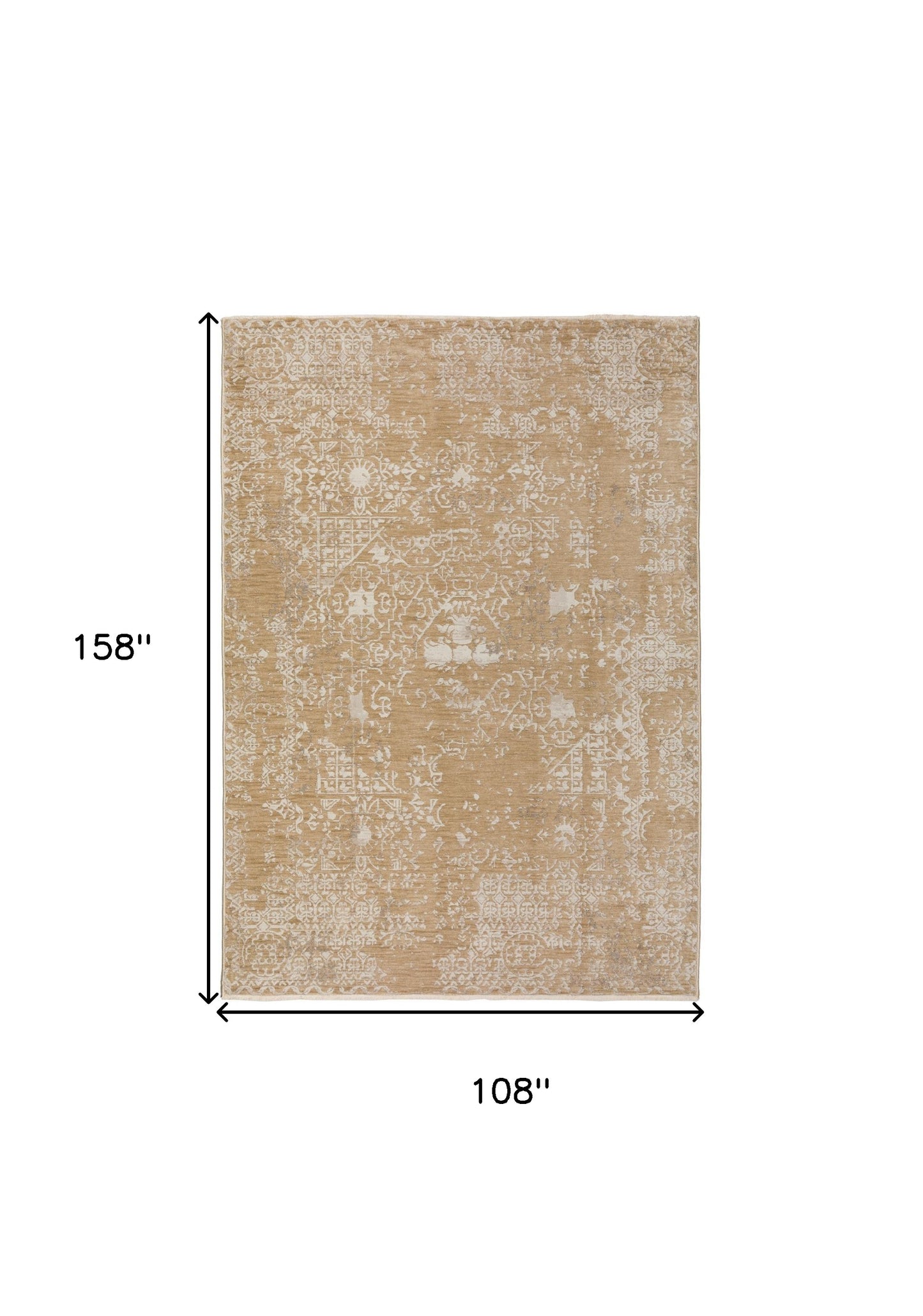 9' X 13' Beige Oriental Area Rug With Fringe