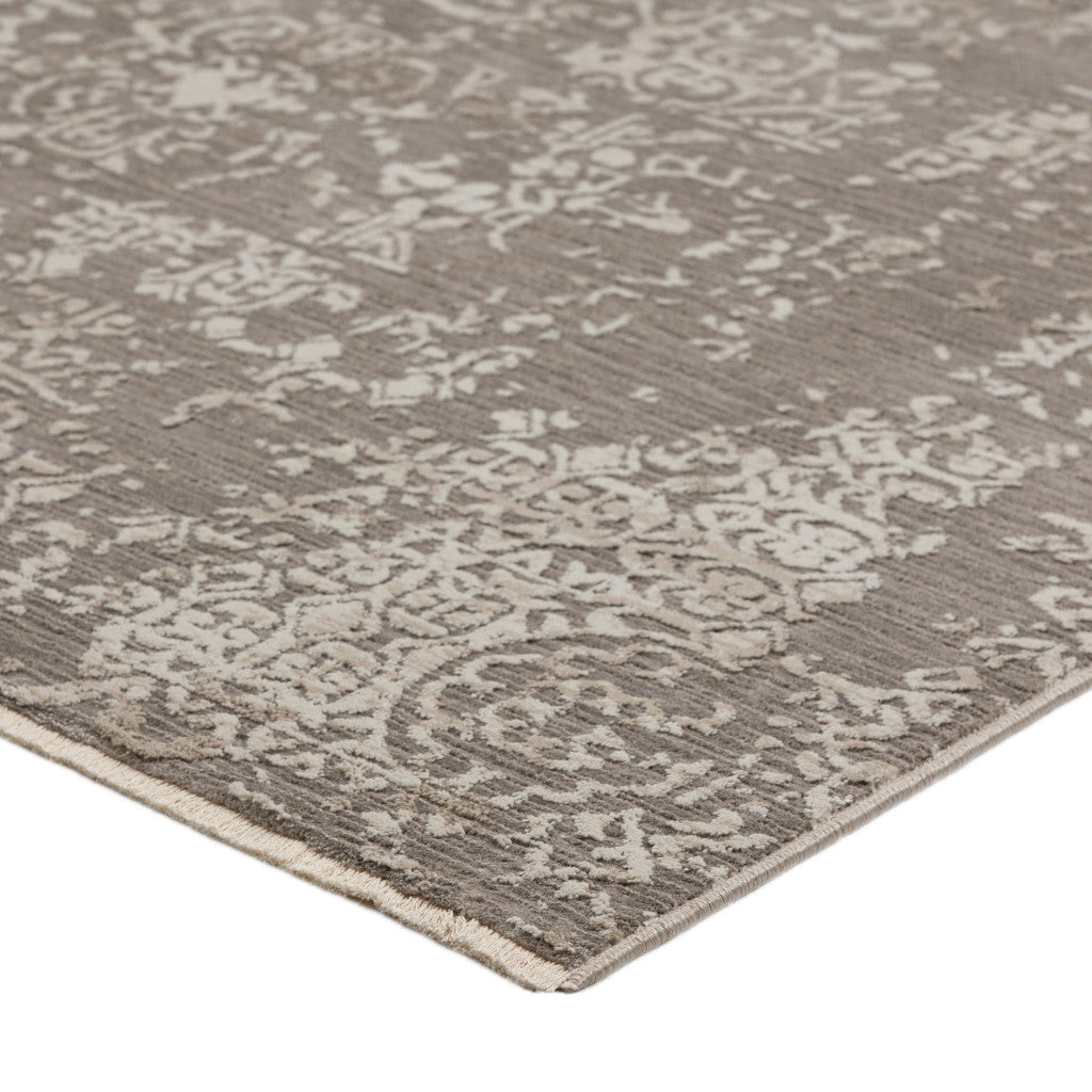 3' X 5' Gray Oriental Area Rug With Fringe