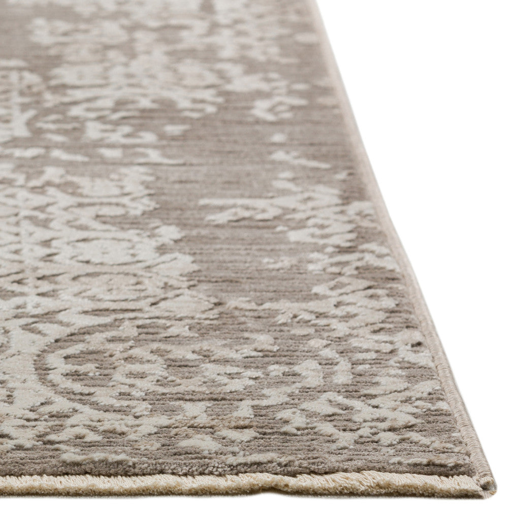 3' X 5' Gray Oriental Area Rug With Fringe