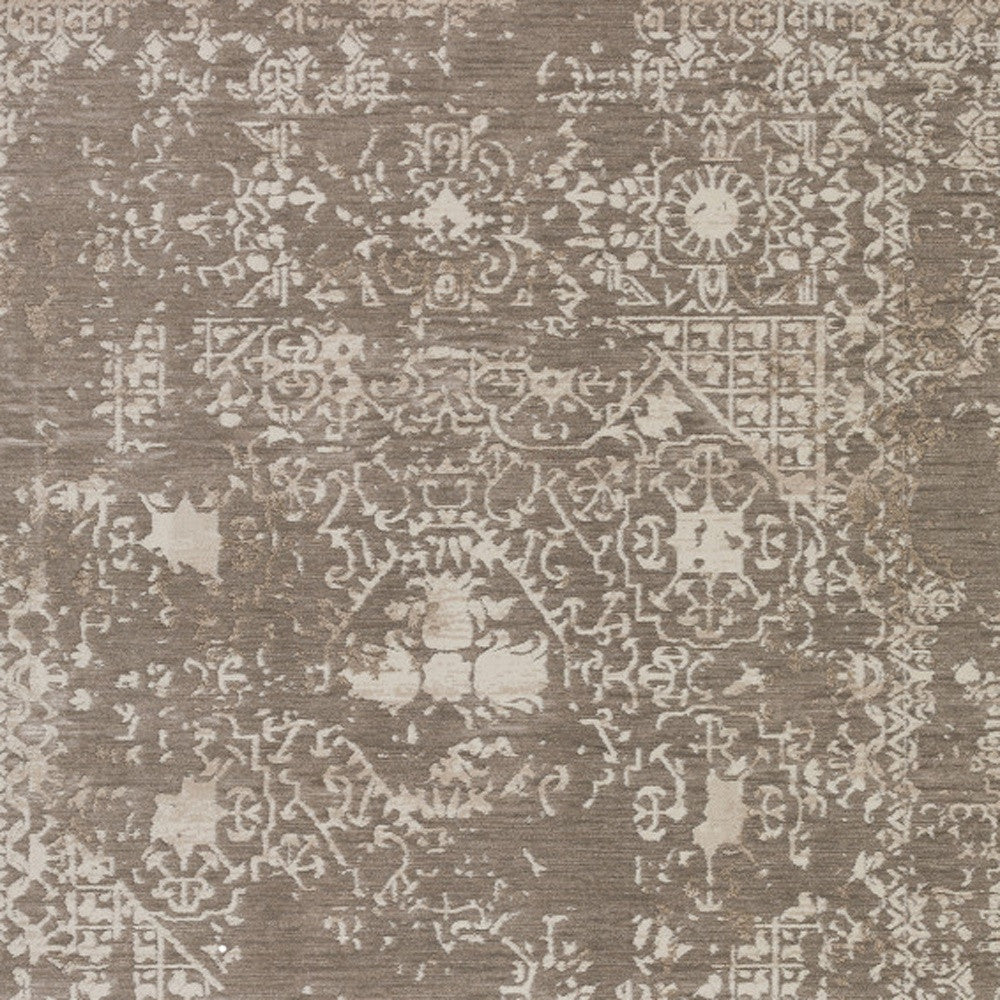 5' X 8' Gray Oriental Area Rug With Fringe