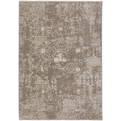 5' X 8' Gray Oriental Area Rug With Fringe