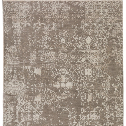 8' X 10' Gray Oriental Area Rug With Fringe