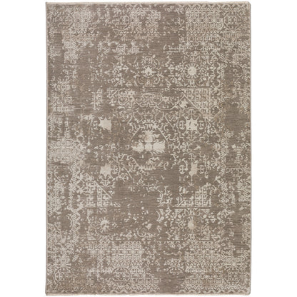 8' X 10' Gray Oriental Area Rug With Fringe