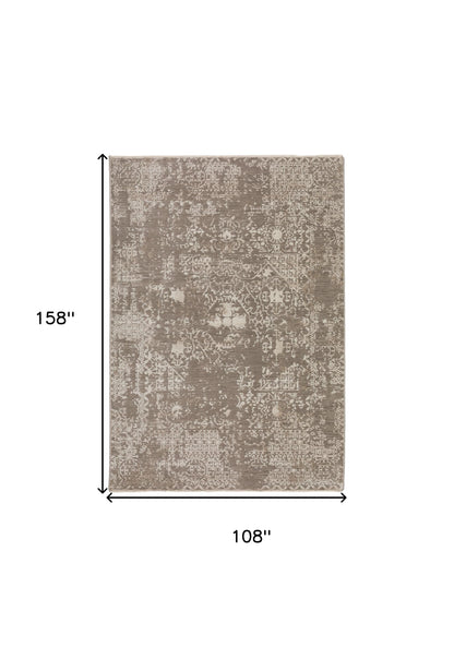 9' X 13' Gray Oriental Area Rug With Fringe