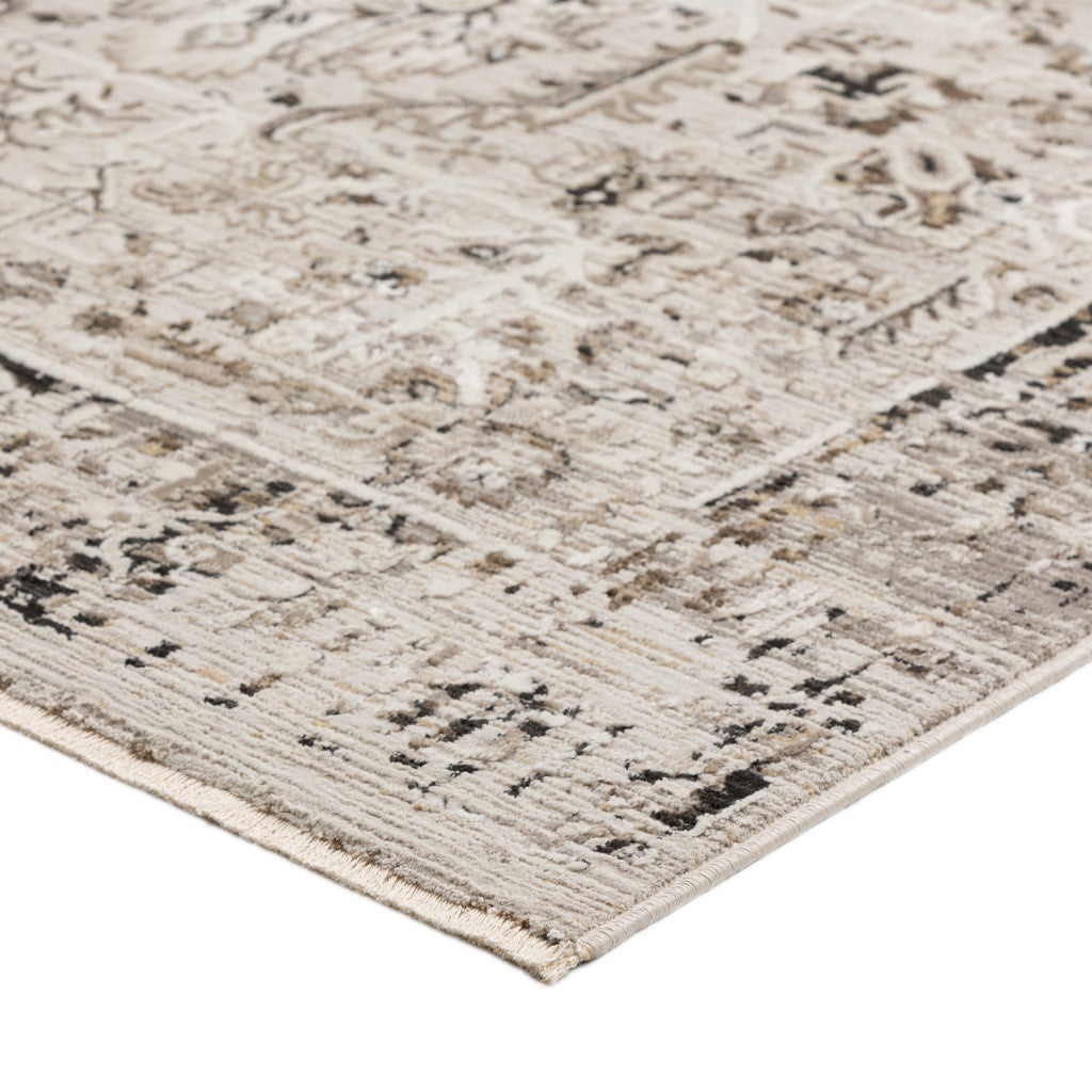 3' X 5' Gray Oriental Area Rug With Fringe