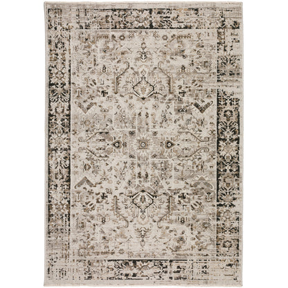 3' X 5' Gray Oriental Area Rug With Fringe