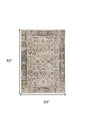 5' X 8' Gray Oriental Area Rug With Fringe