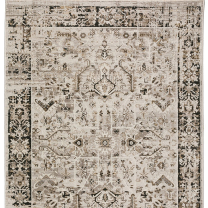 8' X 10' Gray Oriental Area Rug With Fringe