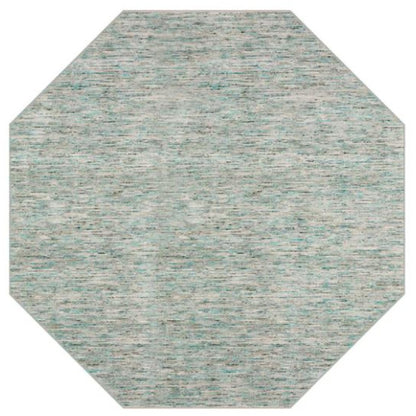 10' Green and Ivory Octagon Wool Hand Loomed Area Rug