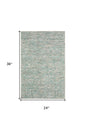 2' X 3' Green Wool Hand Loomed Handmade Area Rug