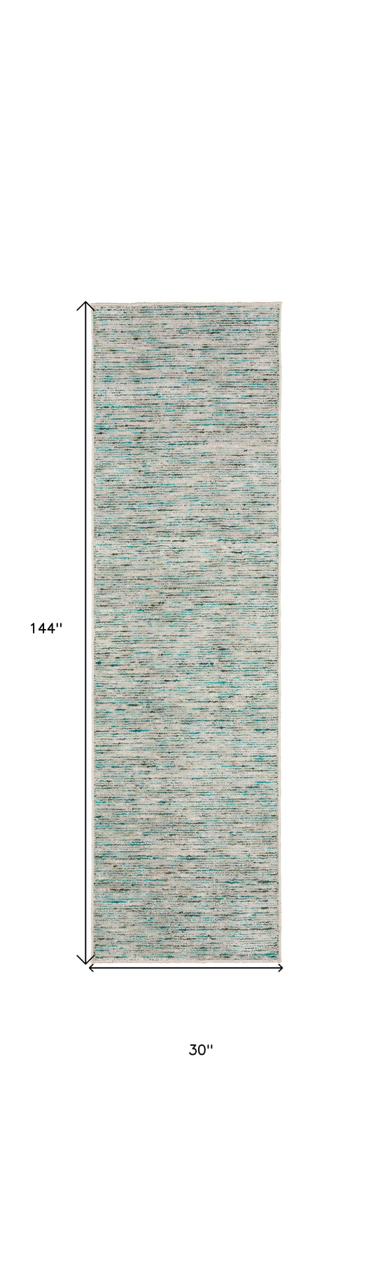 12' Green and Ivory Wool Hand Loomed Runner Rug