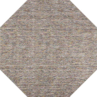 10' Gray and Yellow Octagon Wool Hand Loomed Area Rug