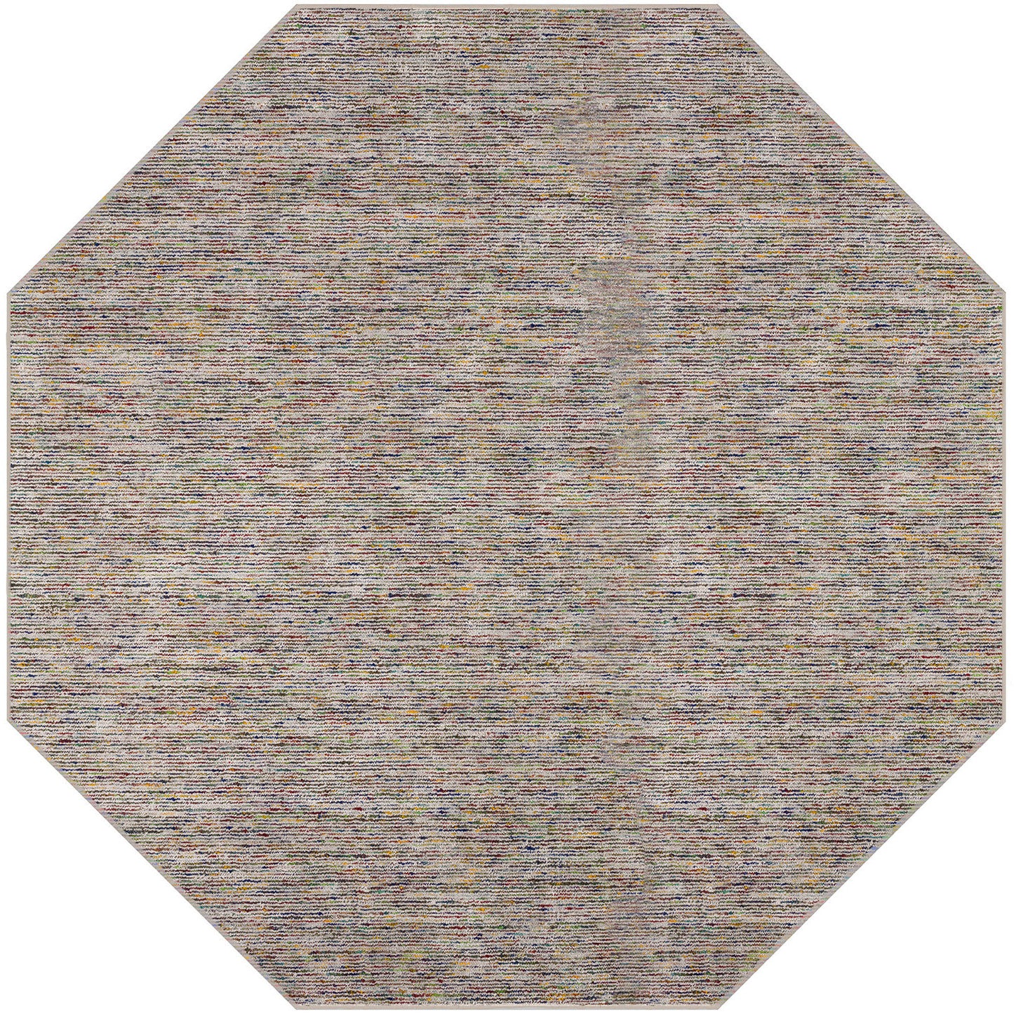 10' Gray and Yellow Octagon Wool Hand Loomed Area Rug