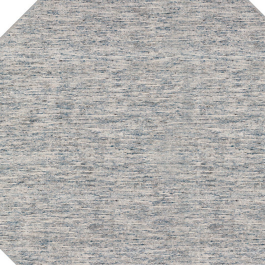 12' Octagon Blue and Ivory Octagon Wool Hand Loomed Area Rug