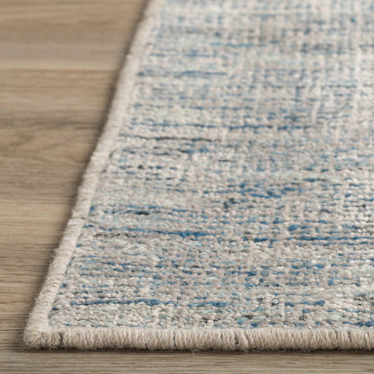 12' Blue and Ivory Wool Hand Loomed Runner Rug