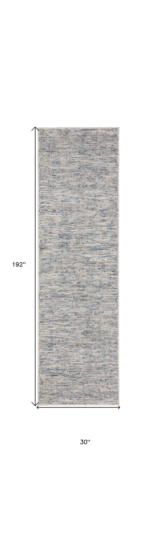 16' Blue and Ivory Wool Hand Loomed Runner Rug